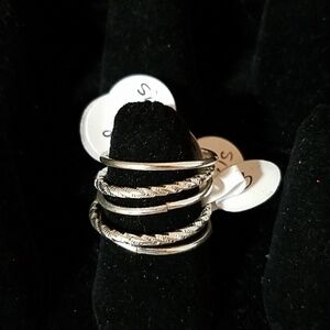 Silver  Tone Band Size 8 Set of 5 Bands